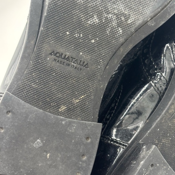 🇮🇹 AQUATALIA Italy Black Patent Leather Chelsea Ankle Boots - Picture 8 of 10